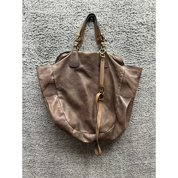 Marni Women's Convertible Leather Turn Lock Crossbody Tote Hobo Bag Brown - Picture 2 of 14